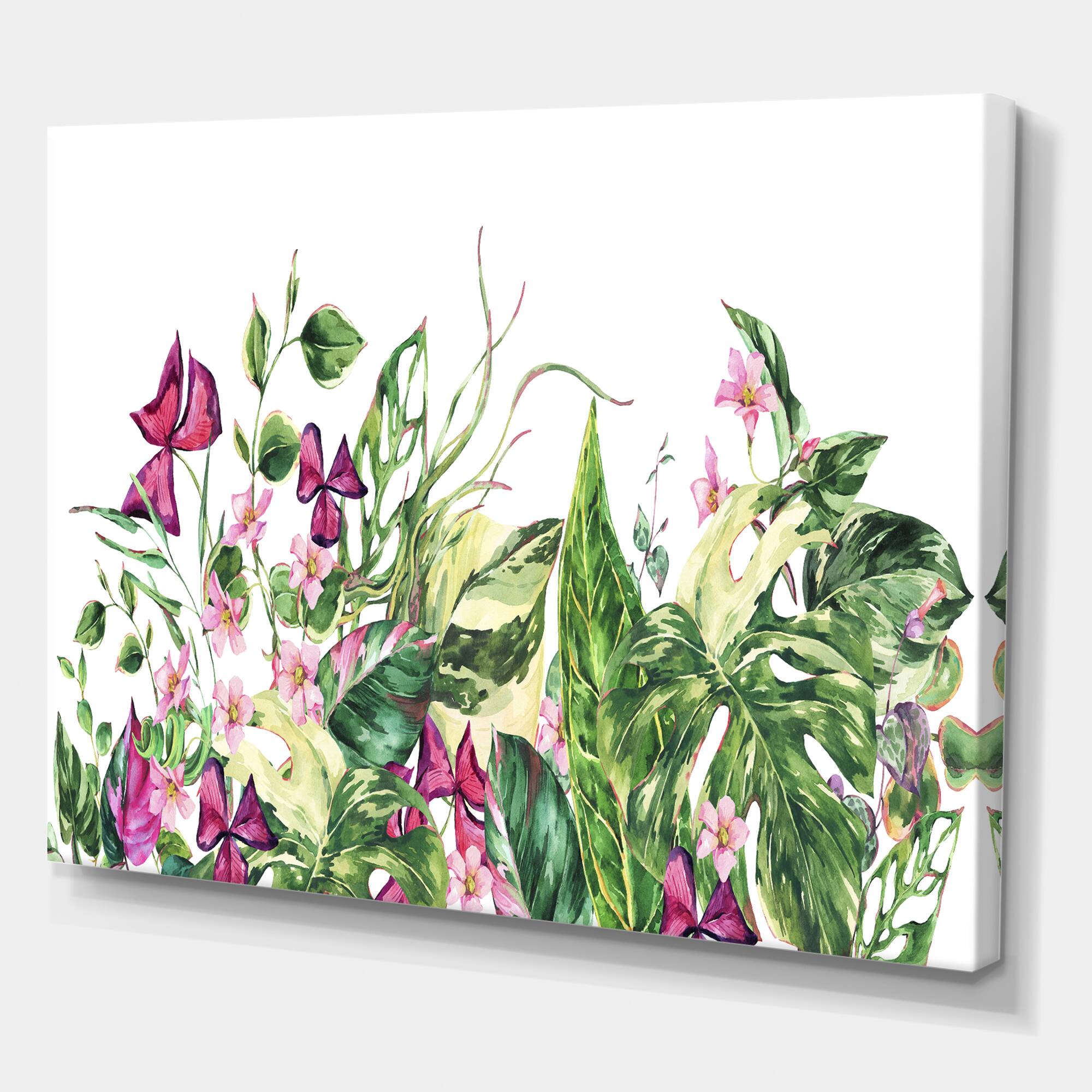 Designart - Vintage Floral Tropical Leaves I